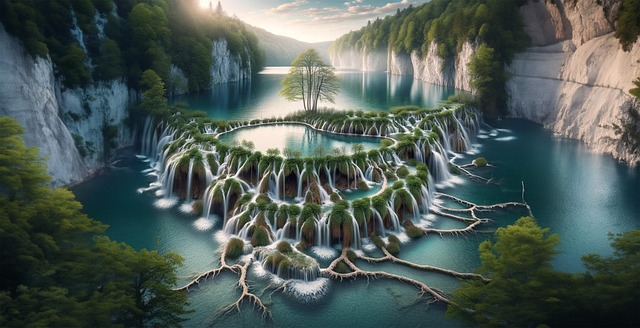 Free ai generated waterfall nature illustration