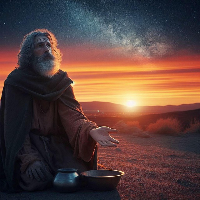 Free ai generated man beggar illustration