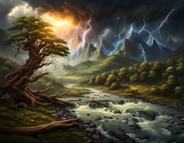 Download free HD stock image of Ai Generated Storm Free ai generated storm lightning illustration
