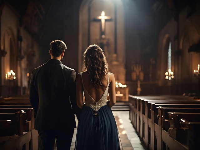 Free ai generated couple church illustration