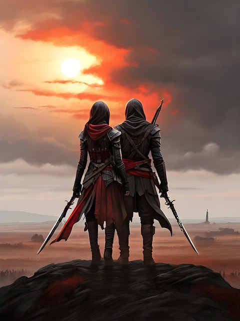 Free ai generated couple assassin illustration