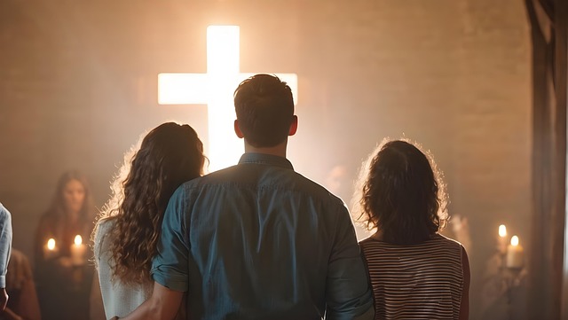Free ai generated family church illustration