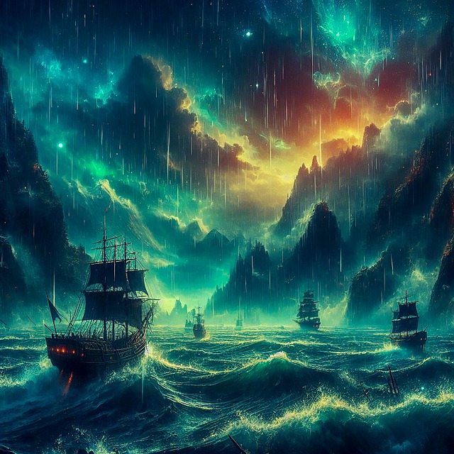 Free ai generated stormy sea illustration