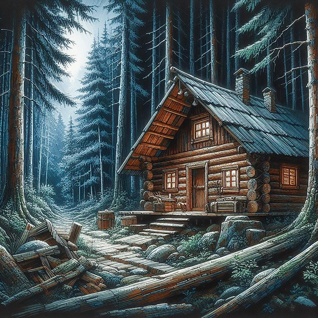 Free ai generated cozy wooden illustration