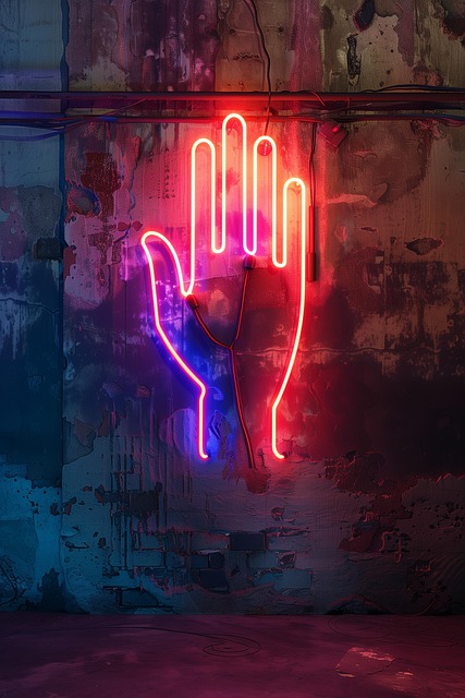 Free ai generated neon hand illustration