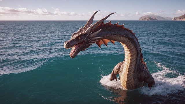 Free dragon fantasy ocean illustration