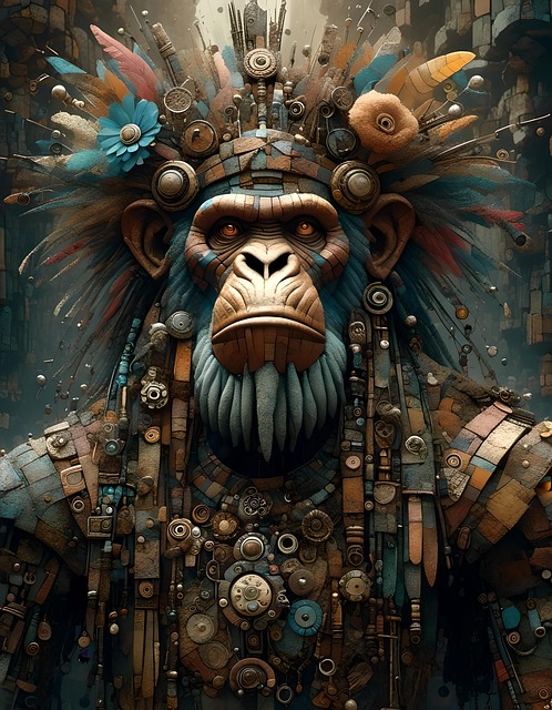 Free monkey animal steampunk illustration