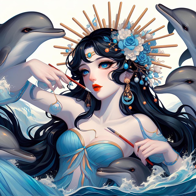 Free anime cartoon dolphin illustration