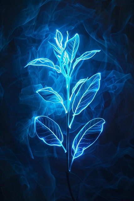 Neon, Blå, Plante, Glød, Digital Kunst