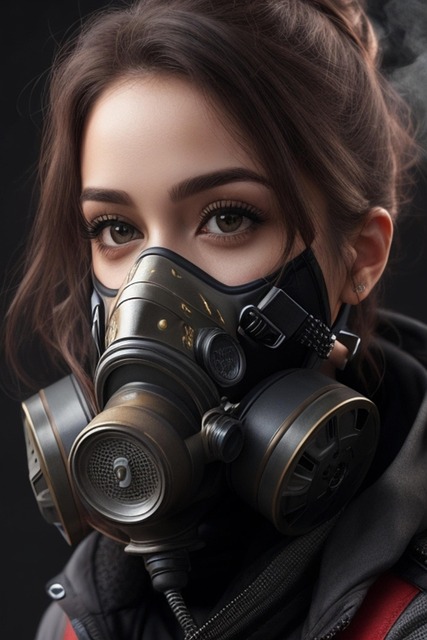 Free girl gas mask soldier illustration