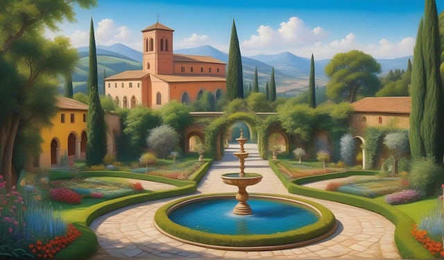 Free monastery monastery garden summer illustration