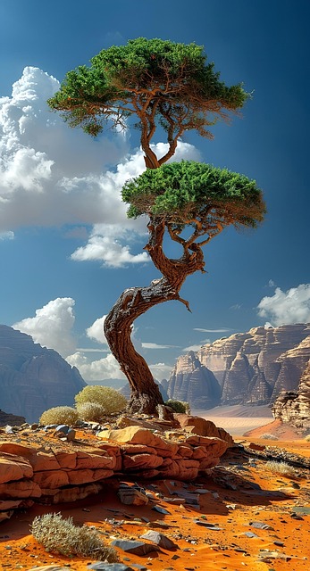 Ai Generado, Árbol, Primavera, Desierto