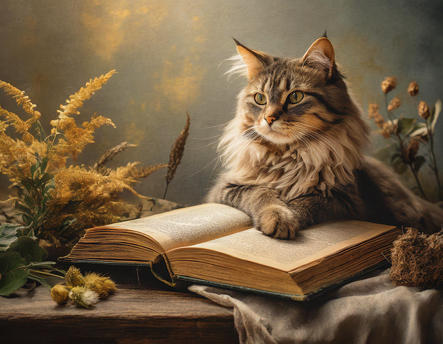 Free ai generated cat book illustration