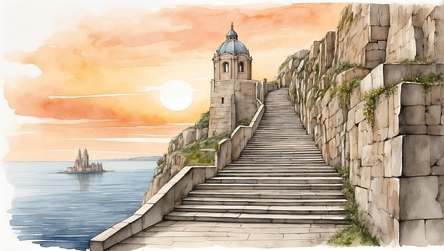 Free ai generated stairs sunset illustration