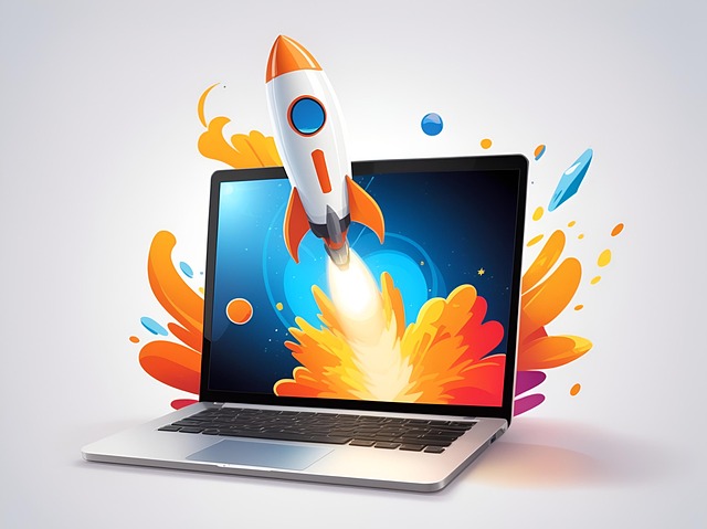 Free ai generated laptop rocket illustration