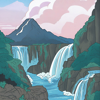 Free Waterfall Mountains illustration and picture