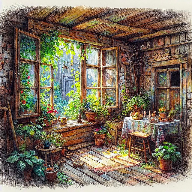 Free ai generated wooden room illustration