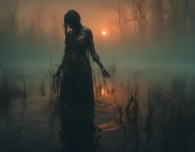 Free ai generated woman lake illustration
