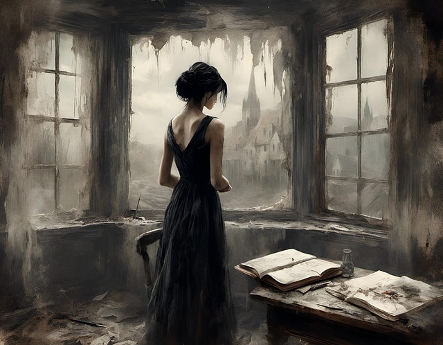 Ai Generado, Mujer, Ventana, Libros