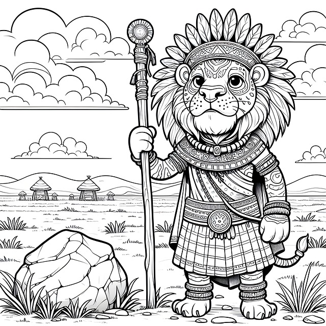 Download Ai Generated, Lion, Coloring Page. Royalty-Free Stock