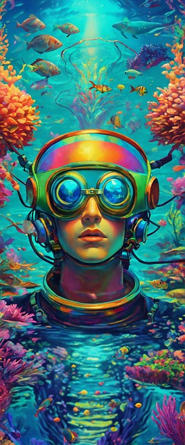 Free ai generated diver underwater illustration