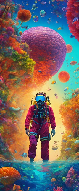 Free diver marine underwater illustration