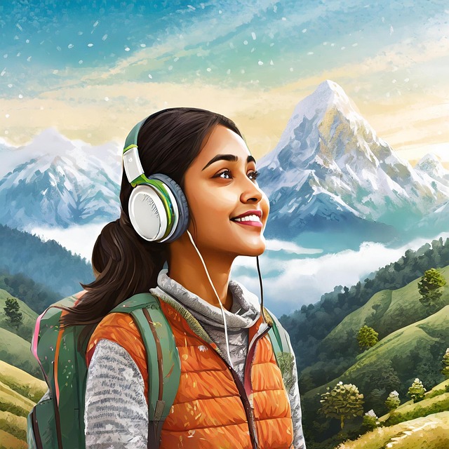 Free ai generated woman headphones illustration