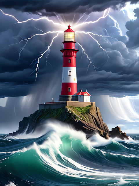 Download free HD stock image of Ai Generated Lighthouse Free ai generated lighthouse ocean illustration