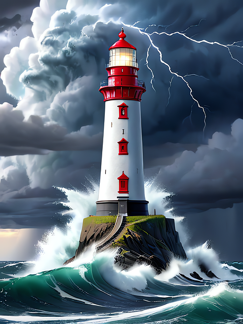 Download free HD stock image of Ai Generated Nature Free ai generated nature lighthouse illustration