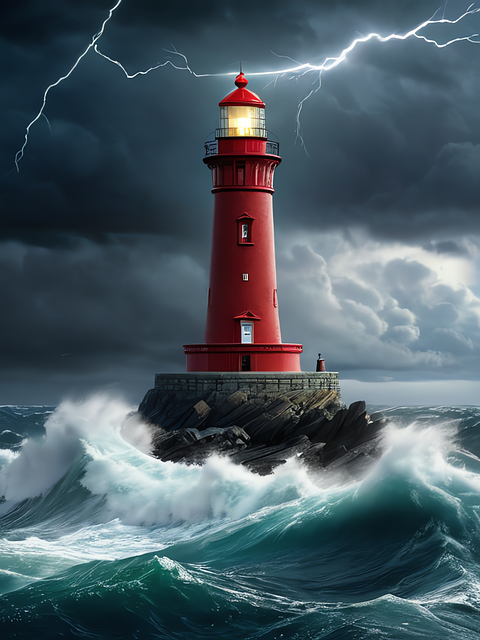Download free HD stock image of Ai Generated Lighthouse Free ai generated lighthouse nature illustration