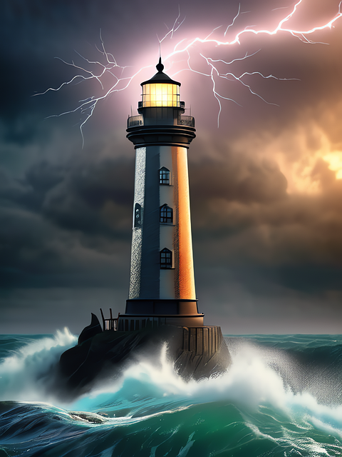 Download free HD stock image of Ai Generated Lighthouse Free ai generated lighthouse ocean illustration
