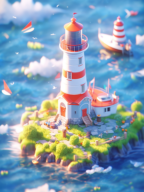 Free ai generated lighthouse nature illustration