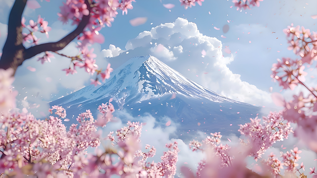 Free ai generated mountains flowers illustration