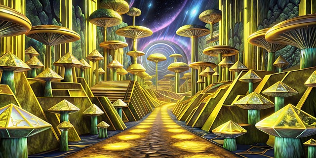 Free ai generated mushroom gold illustration