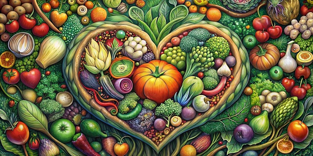Free ai generated vegetables heart illustration