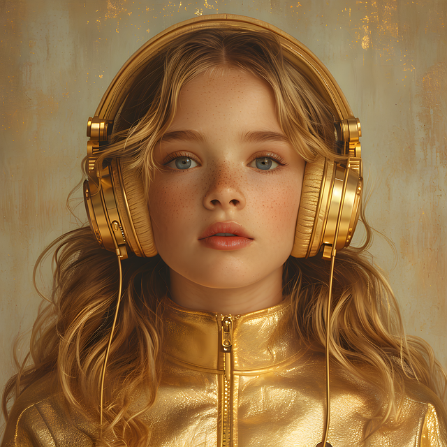 Free girl golden cyberpunk illustration