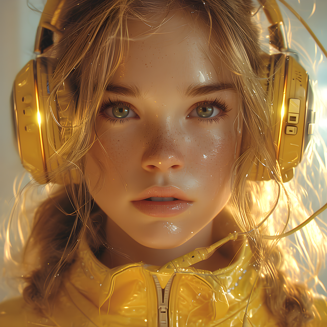 Download free HD stock image of Girl Golden Free girl golden cyberpunk illustration