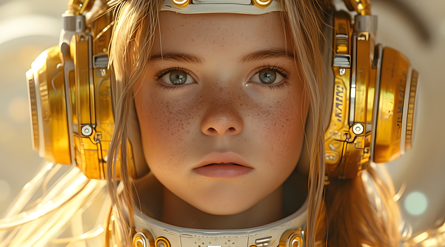 Free girl golden cyberpunk illustration