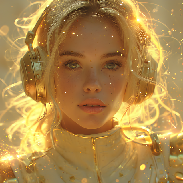 Download free HD stock image of Girl Golden Free girl golden cyberpunk illustration