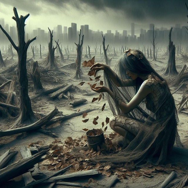 Free ai generated woman tree illustration