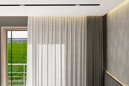 Fenster, Machen, Vorhang, 3D, Rendern