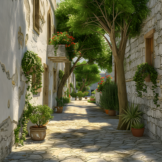Free ai generated village alley illustration