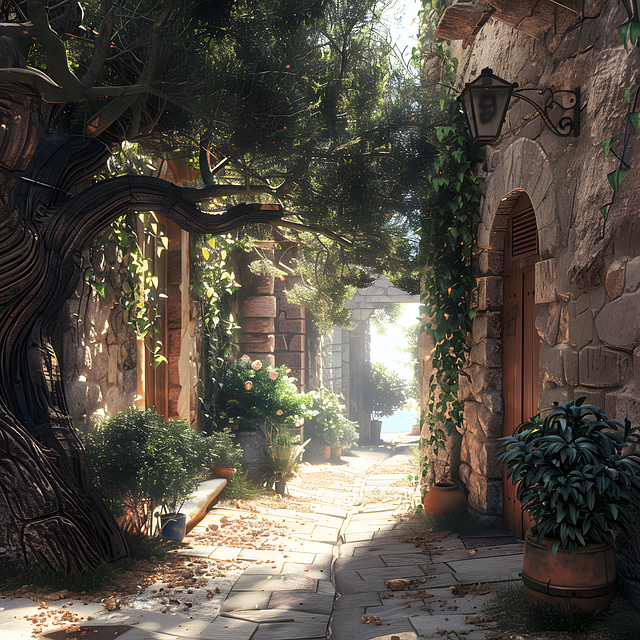 Download free HD stock image of Ai Generated Village Free ai generated village alley illustration