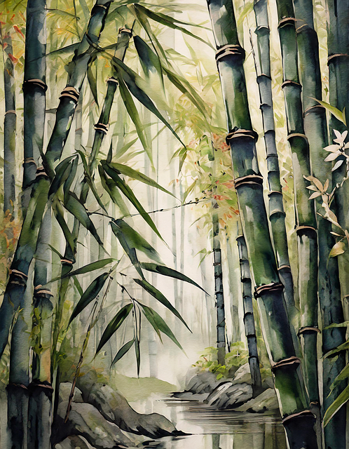 Free ai generated bamboo tree illustration