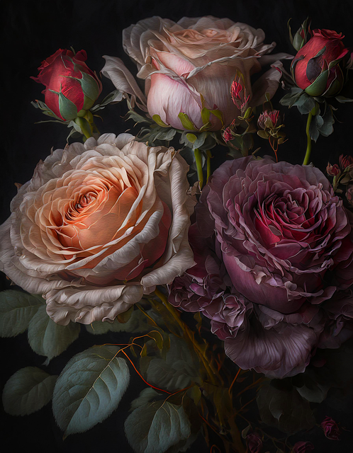 Free ai generated roses flora illustration