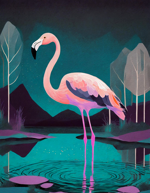 Free ai generated bird flamingo illustration