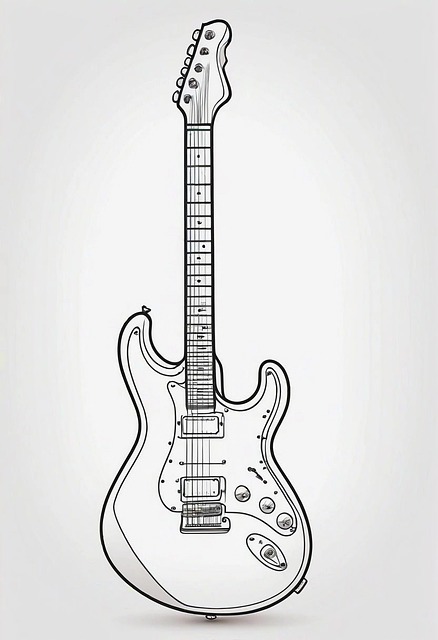Free ai generated electric guitar coloring page illustration