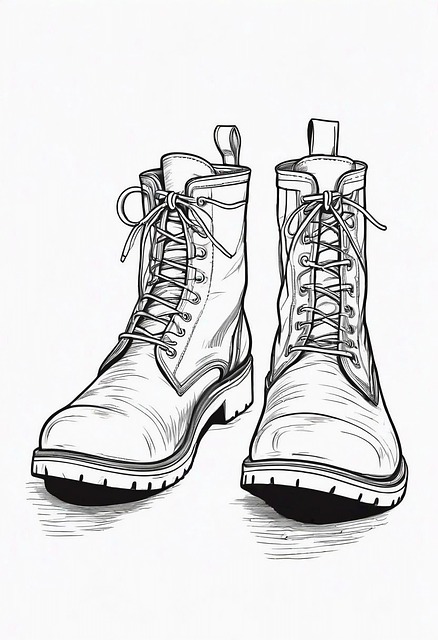 Free ai generated boots coloring page illustration