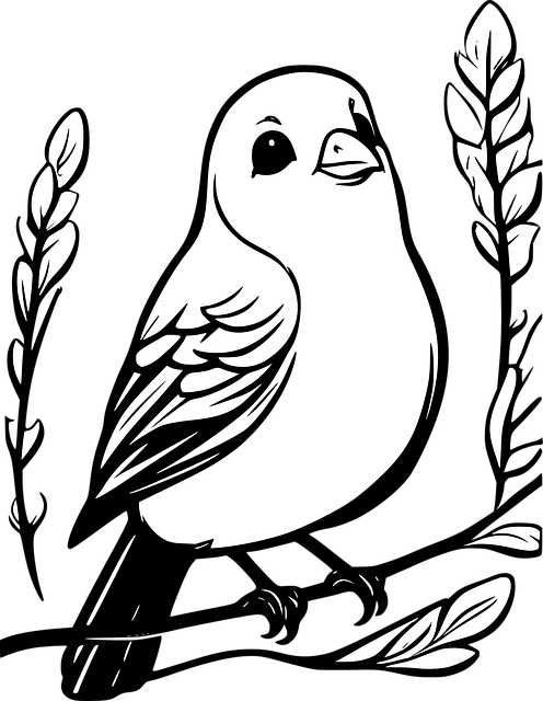 Free bird line art cartoon vector