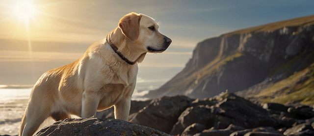 Free ai generated labrador retriever beach illustration